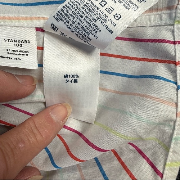 Lands' End Striped Sleeveless Shirt - no iron size L EUC - Picture 9 of 10